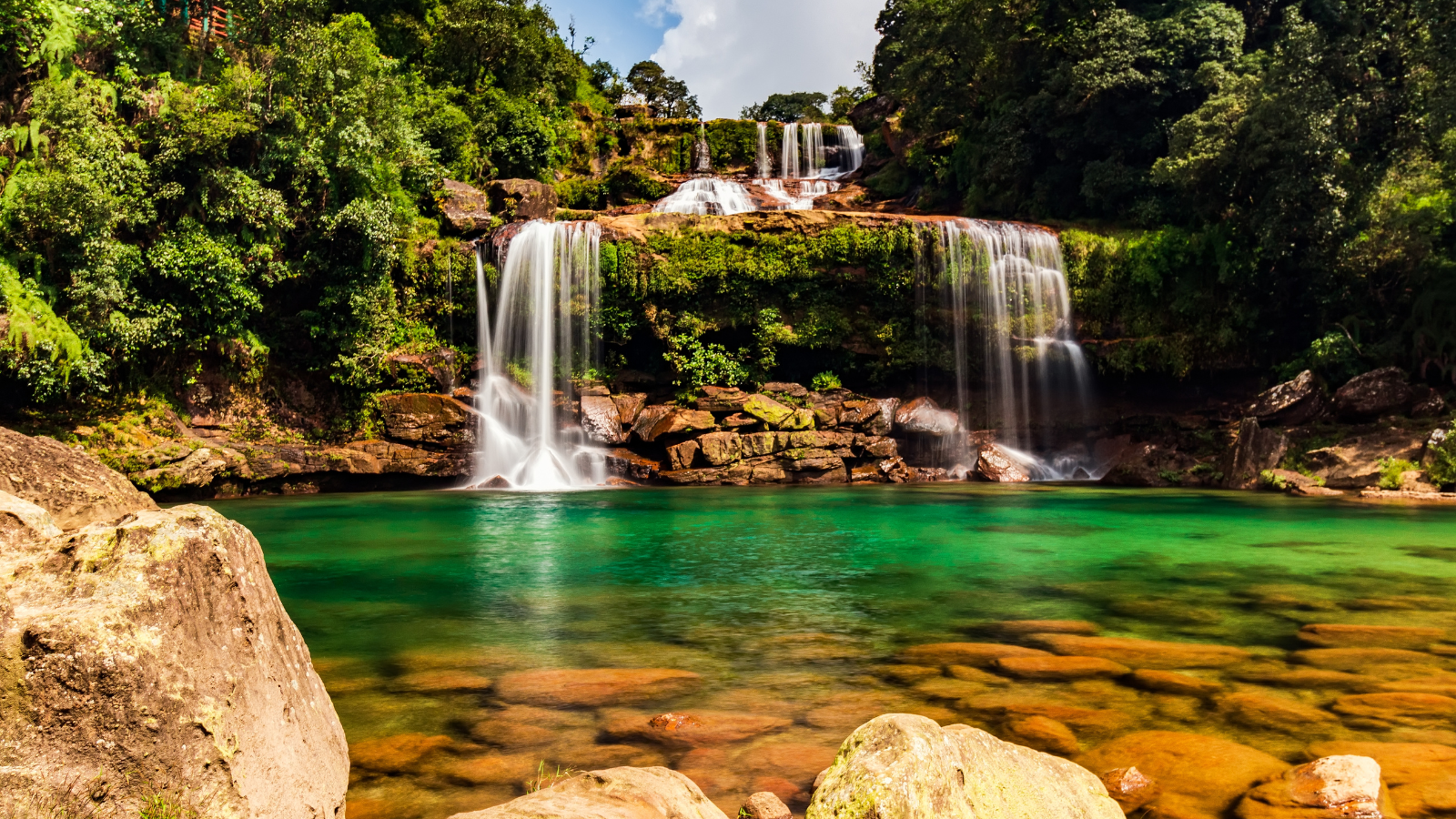 Natural Waterfall Layered Falling from Mountain Top in Deep Green Forests  at Morning from Top Angle Stock Image - Image of mountains, long: 240345331