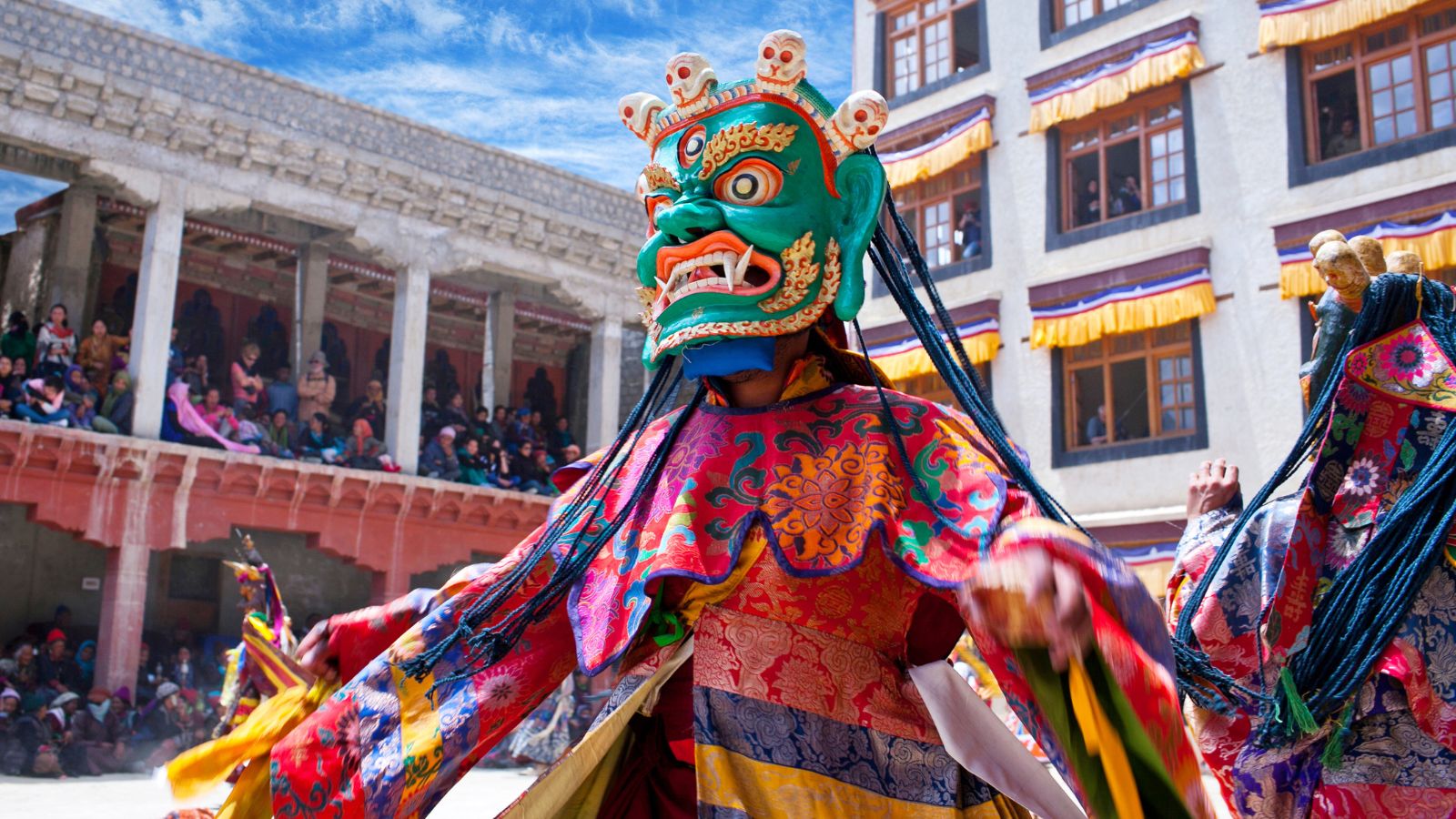 Colorful traditional Himachali costumes for Jhamakada dance
