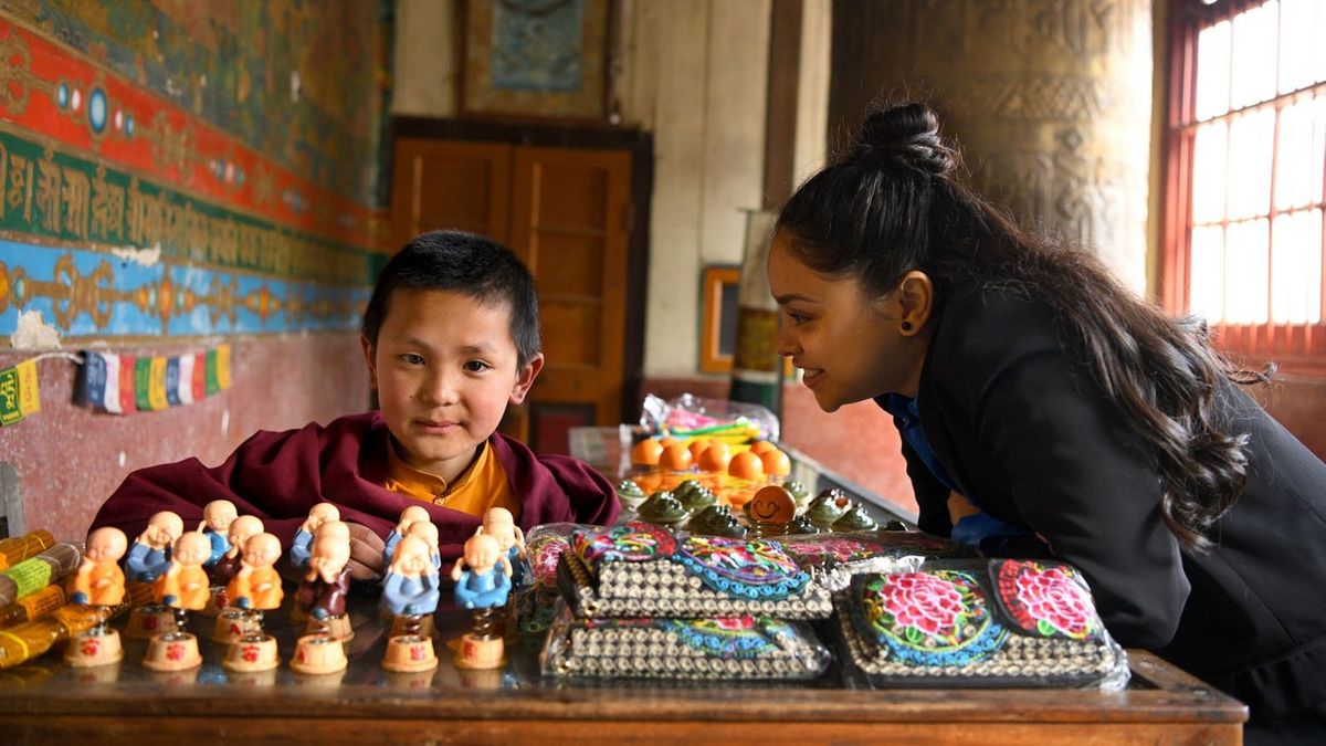 The TV actor and host engrossed in a fun conversation with a young monk at the Samten Choling Buddhist Monastery in Darjeeling.