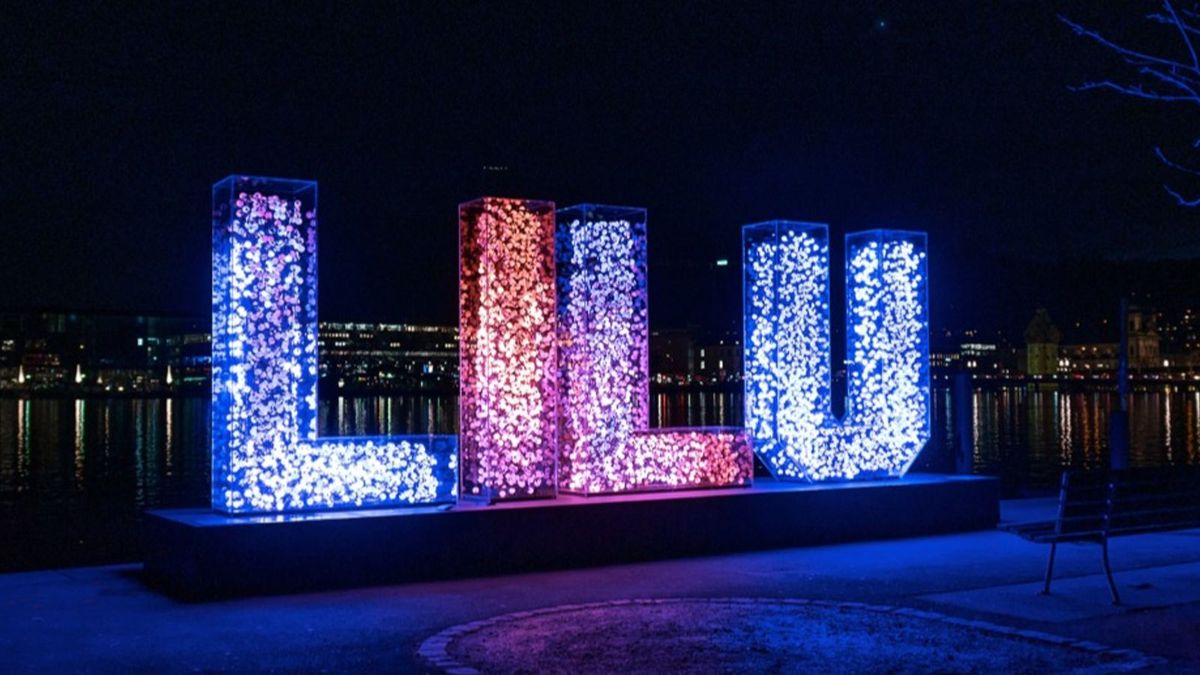 Lit Up LILU Sign At Lucerne
