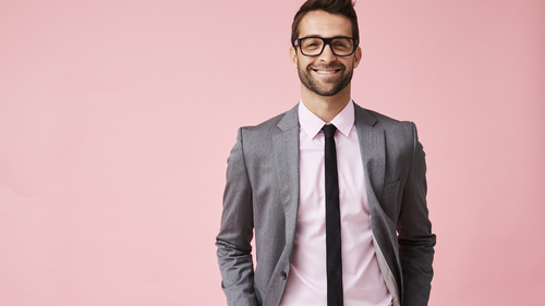 Business Grey Suit with Pink Shirt