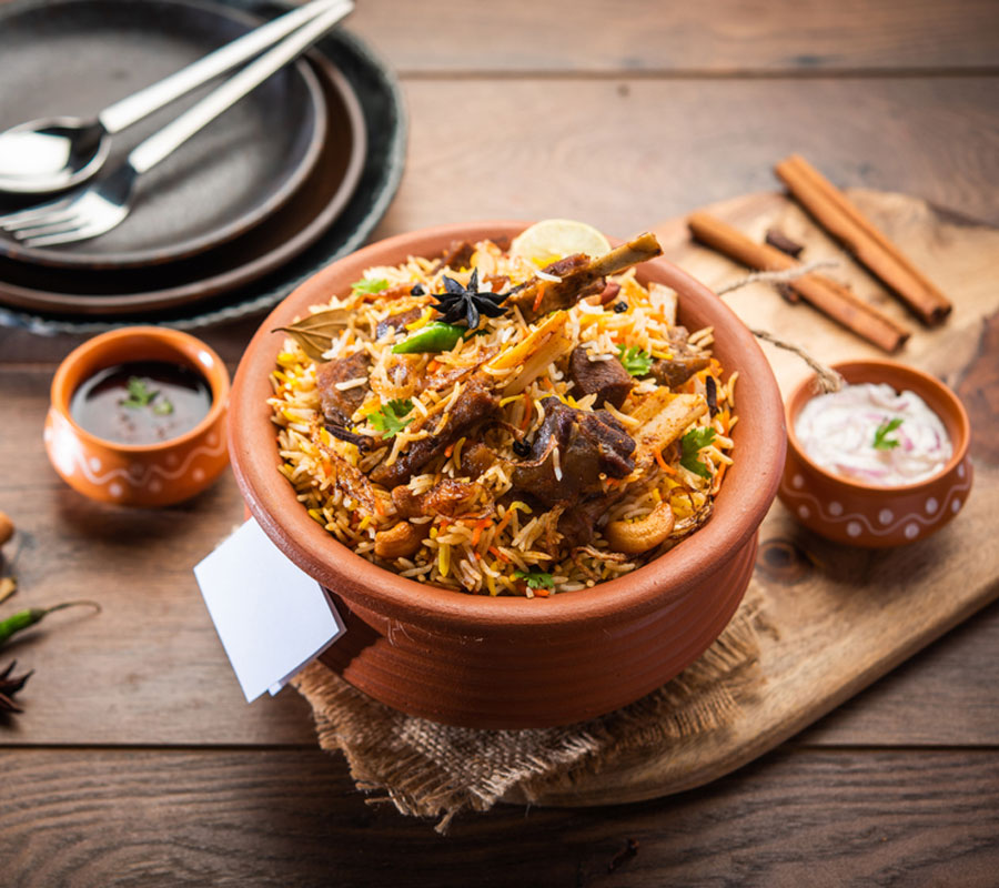 Awadhi Mutton Biryani, with Leftover Rice