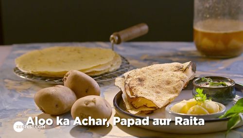 Watch Aloo Ka Achar, Papad, Aur Raita Recipe By Chef Pankaj Bhadouria