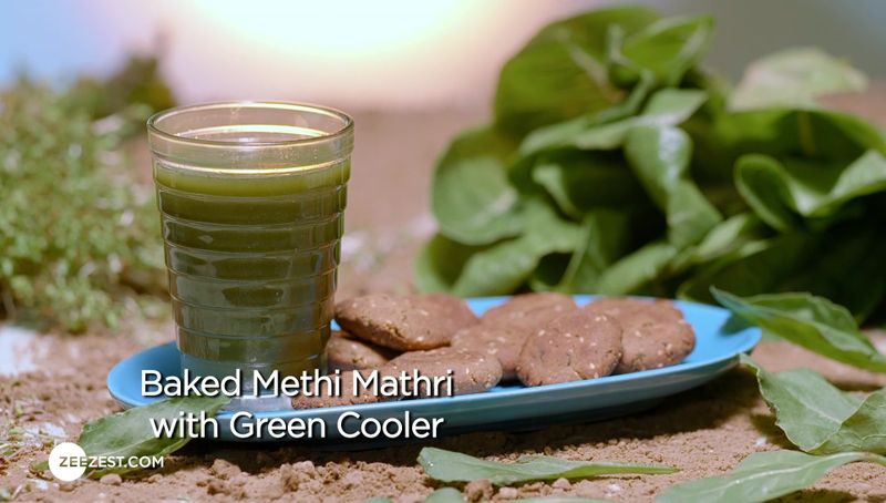 Baked Methi Mathri with Green Cooler