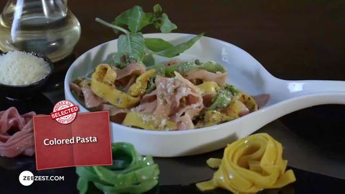 Colorful Fettuccine Pasta in Garlic Butter Sauce