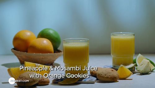 Pineapple & Mosambi Juice with Orange Cookies
