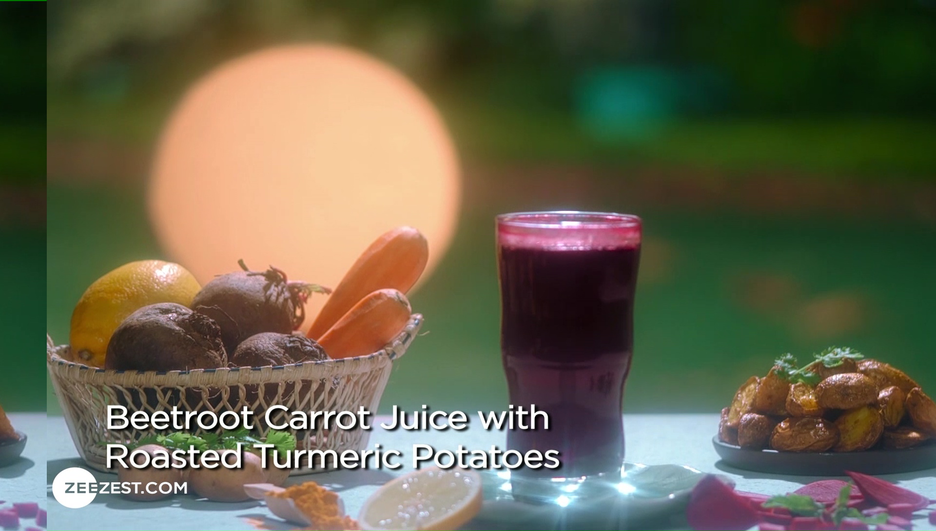 Roasted Turmeric Potatoes with Beetroot Carrot Juice