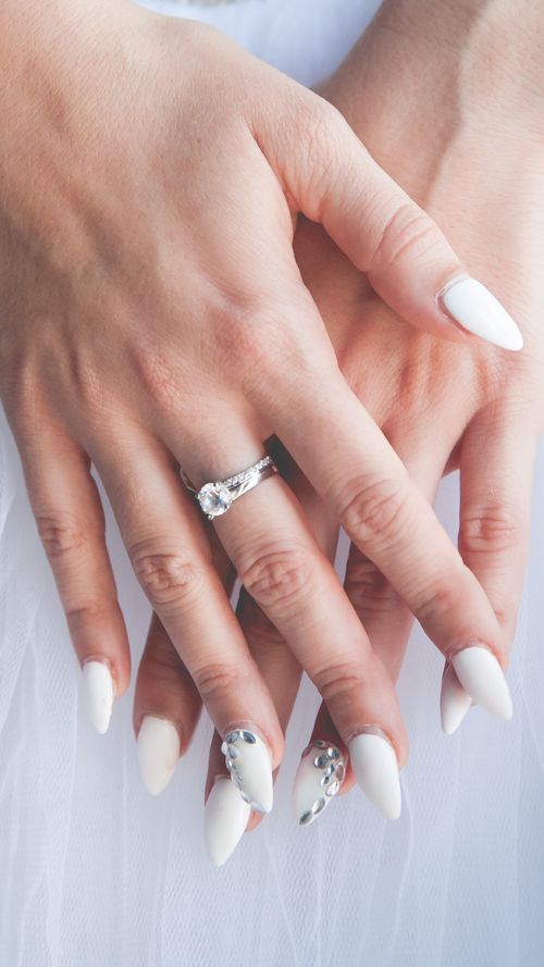 Luxury Beige Press on Nails With Black Rhinestones Wedding Nails Hand  Painted Nail Art Fake Nails False Nails Bridal Nails - Etsy